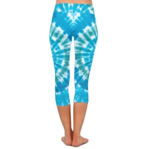 Aqua Tie Dye Capri Leggings