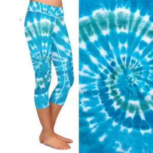 Aqua Tie Dye Capri Leggings