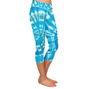 Aqua Tie Dye Capri Leggings
