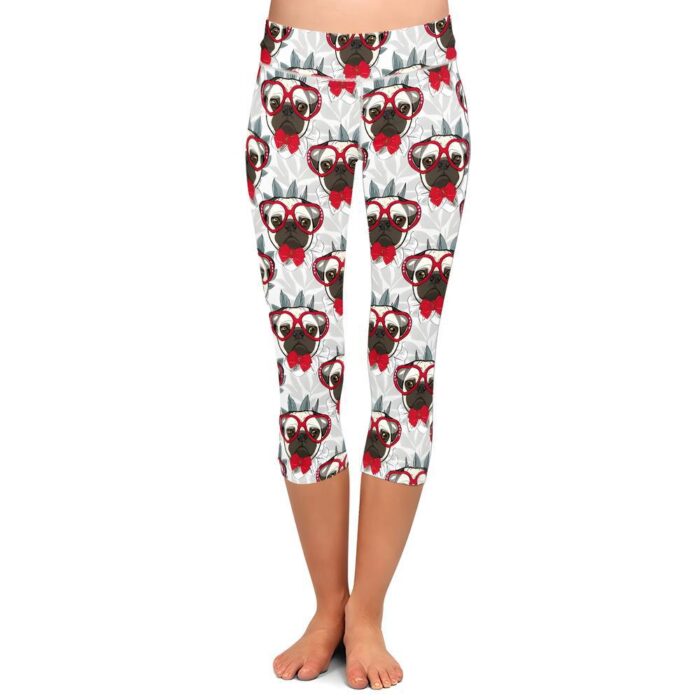 Bowtie Pug Capri Leggings