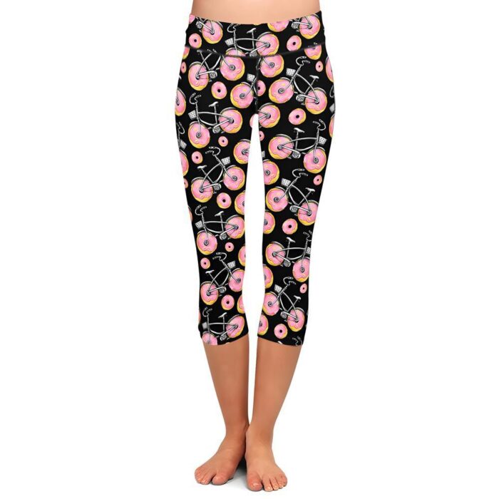 Pink Donut Bicycle Capri Leggings