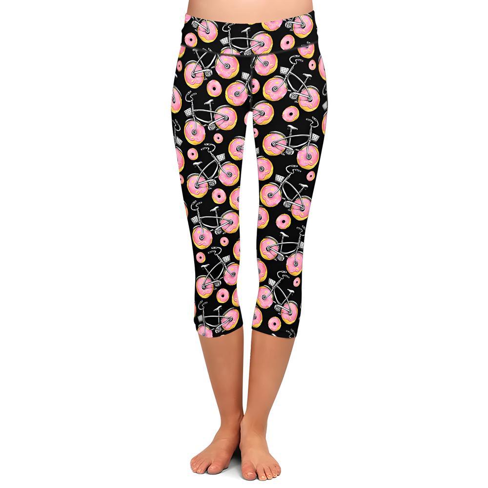 Pink Donut Bicycle Capri Leggings