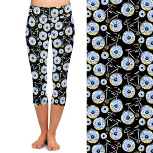 Blue Donut Bicycle Capri Leggings