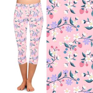 Floral Berry Capri Leggings