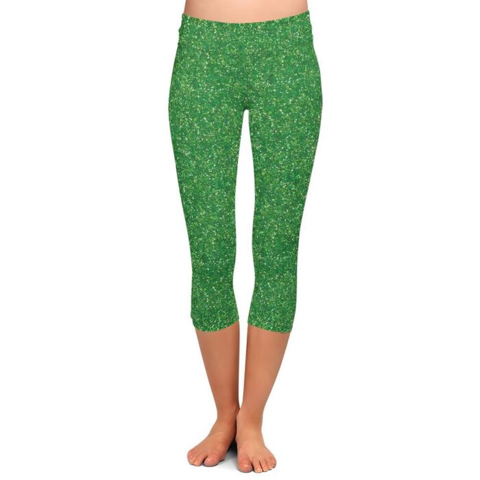 Green Sparkle Capri Leggings