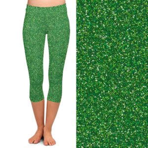 Green Sparkle Capri Leggings