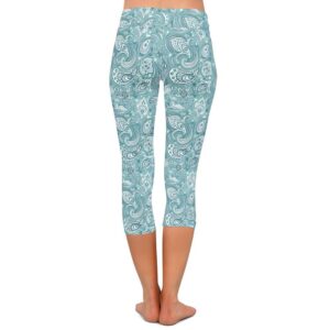 Mint Paisley Capri Leggings