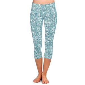 Mint Paisley Capri Leggings