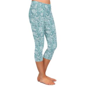 Mint Paisley Capri Leggings