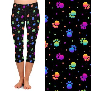 Neon Paw Capri Leggings