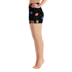 Neon Pawprint Biker Shorts
