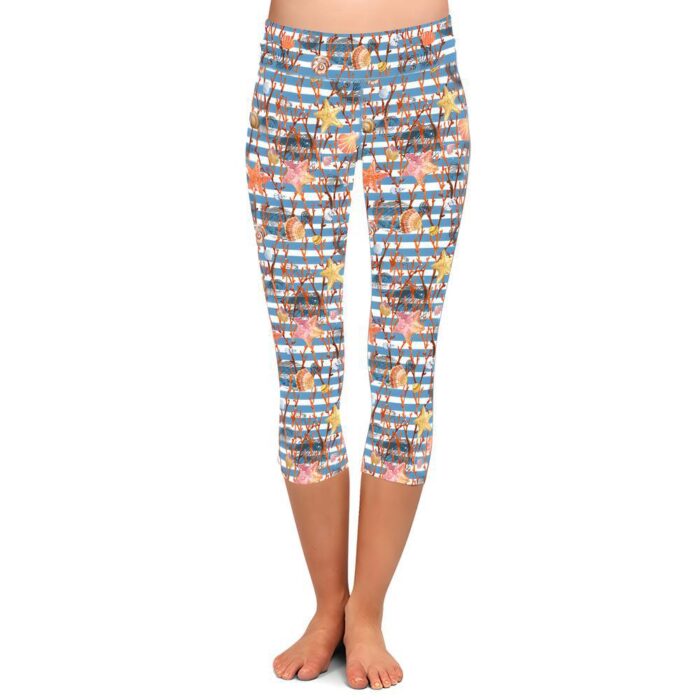 Ocean Striped Capri Leggings