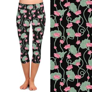 Pink Lotus Capri Leggings