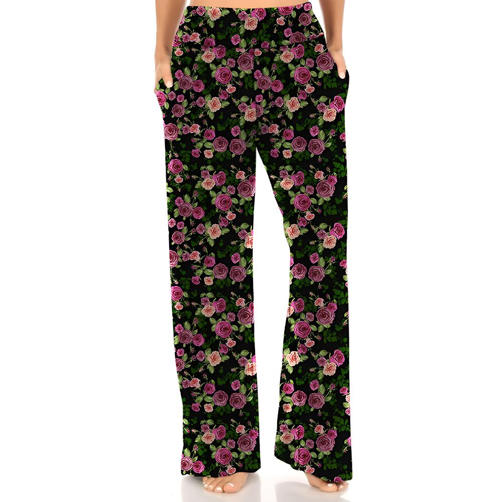 Rose Patch Wide-Leg Leggings