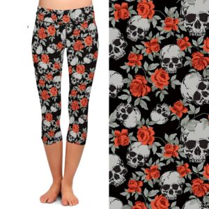 Rose Skull Capri Leggings