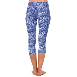 Royal Paisley Capri Leggings