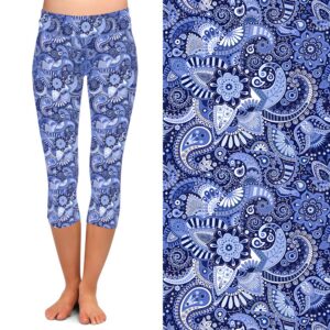Royal Paisley Capri Leggings