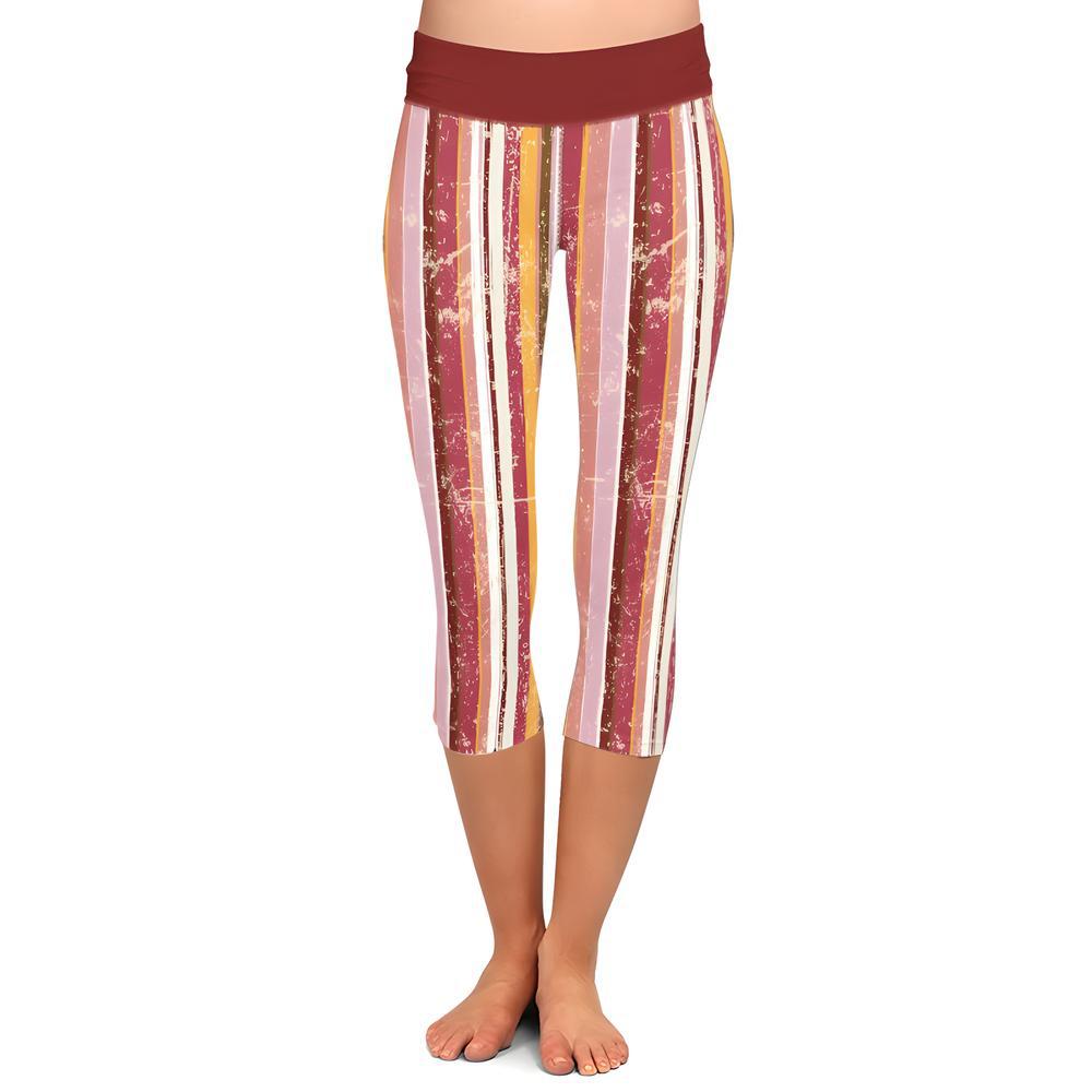 Rustic Striped Capri Leggings