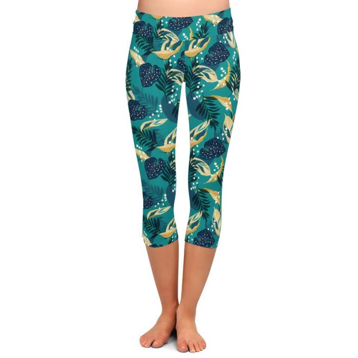 Teal Rainforest Capri Leggings