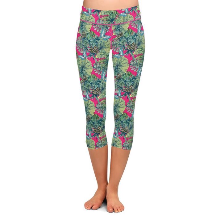 Tropical Pineapple Capri Leggings
