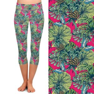 Tropical Pineapple Capri Leggings