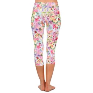 Watercolor Garden Capri Leggings