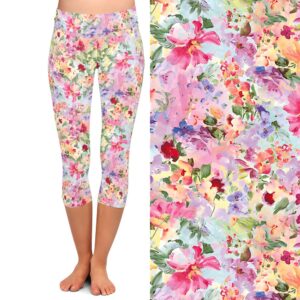 Watercolor Garden Capri Leggings