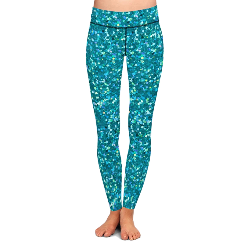Aqua Glitter Leggings