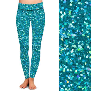 Aqua Glitter Leggings