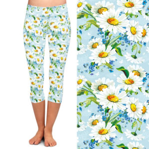 Spring Daisy Capri Leggings